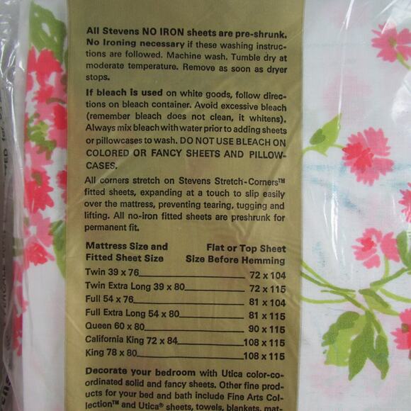 Stevens Utica Mixed Bouquet Full Bed Sheet Set New Sealed Dead Stock Floral - Picture 9 of 10